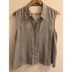 BCBGeneration Striped Collared Sleeveless Top